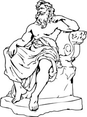 Ancient Greek God Sitting Sculpture Statue