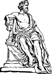 Fototapeta na wymiar Ancient Greek God Sitting Sculpture Statue