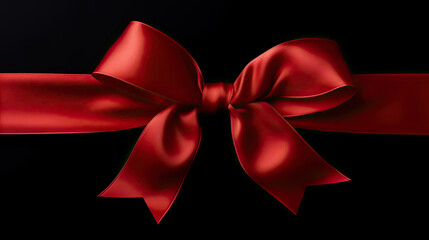 top view red gift ribbon on a black background - Powered by Adobe