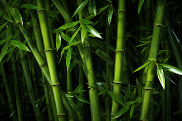 a bunch of trunk green bamboo in the garden