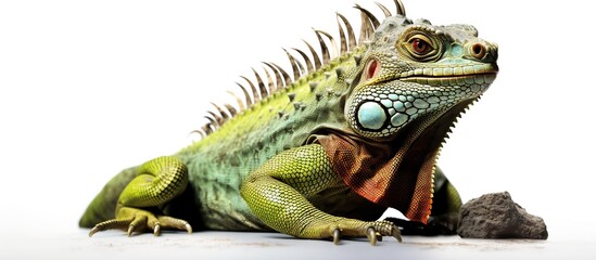 Fototapeta premium Green iguana isolated on white background. Close up. Studio shot