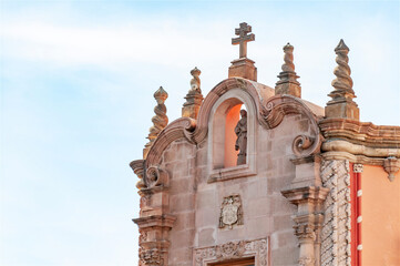 Caja Real detail in San Luis Potosi, building baroque architecture style