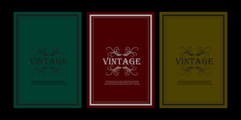 set of vintage retro ornament frame vector