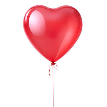 heart shaped balloon isolated on transparent background - design element PNG cutout