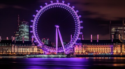London Eye at night. London is the capital and most populous city of England - obrazy, fototapety, plakaty