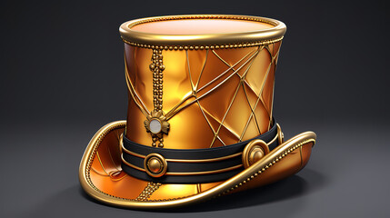 Fototapeta na wymiar Golden top hat, Bright color. Generative Ai