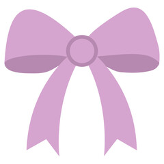 Pink bow drawn in flat style isolated on white background.