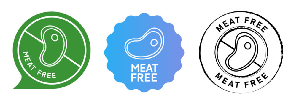 Meat free no meat label stamp set emblem collection