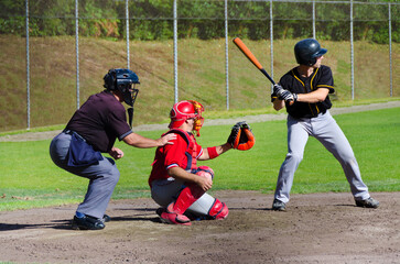 Baseball players playing the sport they love at a small stadium of the minor leagues