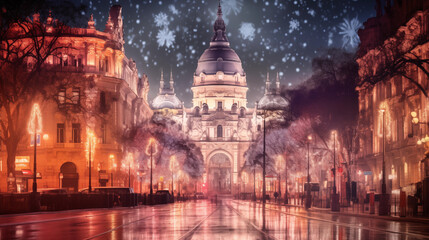 Fototapeta na wymiar 大都市のクリスマスイルミネーションの風景