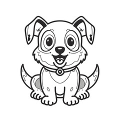 Dog Outline vector artwork, cartoon illustration, vector art, black and white, cartoon animal artwork