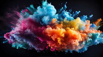 Happy holi indian spring festival of colors background. Generative Ai