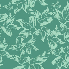 Fototapeta na wymiar Floral botanical vector texture pattern with flowers and leaves. Seamless pattern can be used for wallpaper, pattern fills, web page background, surface textures