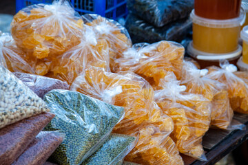 Rice, chickpeas, beans and other food for sale
