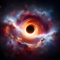 Black hole with a bright color , realistic.
