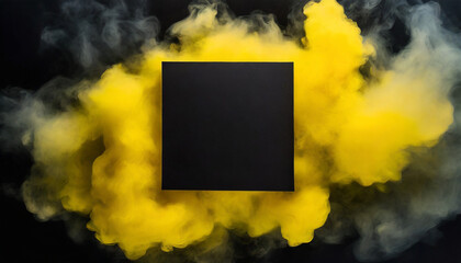 Thick yellow smoke floating behind the black square 