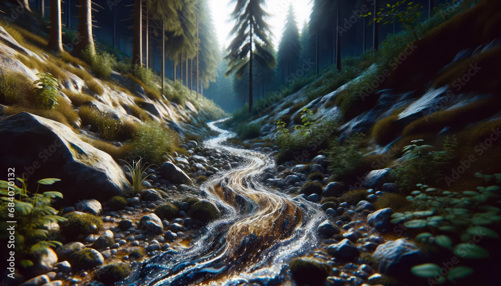 Canvas Prints mountain river flowing through the forest in the mountains. generative ai