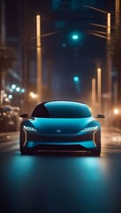 Futurustic Electric Car in City