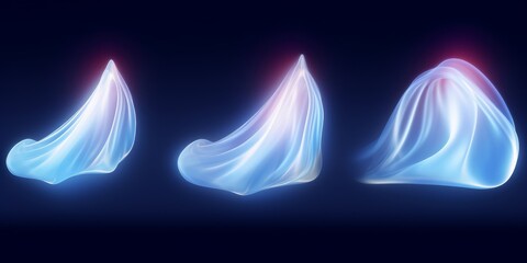 Air flow and water drop set of  elements. Abstract light effect blowing from an air conditioner, purifier or humidifier. Dynamic isometric blurred motion, Generative AI  - obrazy, fototapety, plakaty