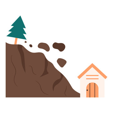 brown landslide house danger scene clip art preview