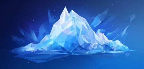 Fotobehang Iceberg futuristic polygonal illustration on blue background. The glacier is a metaphor, there is a lot of work behind success. Abstract glowing  illustration for banner or landing, Generative AI  © Picture Pro Fusion