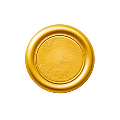 gold seal wax stamp isolated on a transparent background, blank royal candle wax seal PNG