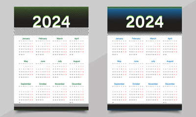 Calendar: one-page or wall calendar design. 024 year calendar.