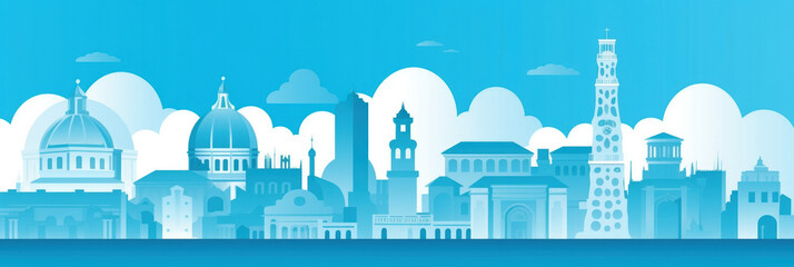 Florence city panorama, urban landscape with modern buildings. Business travel and travelling of landmarks. Illustration, web background. Skyscraper silhouette. Firenze - Tuscany, Italy