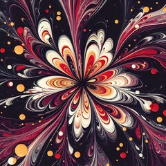 Abstract fractal background with a flower pattern in red and black.
