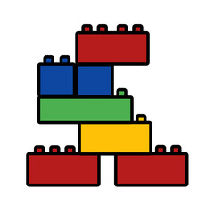 Lego or building toys, blocks isolated. - obrazy, fototapety, plakaty