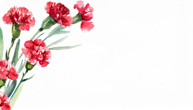 mothers day red carnation watercolor illustration design frame