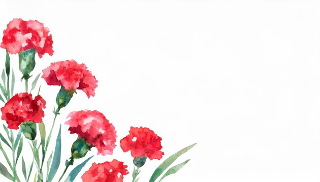 mothers day red carnation watercolor illustration design frame
