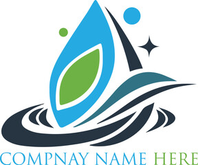 eco-friendly leaves water drop logo