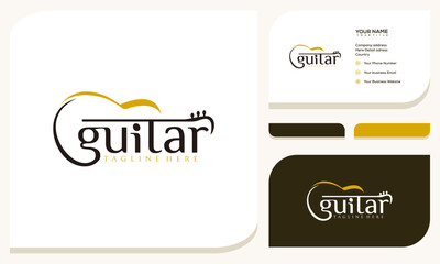 Acoustic guitar music minimalist logo design	