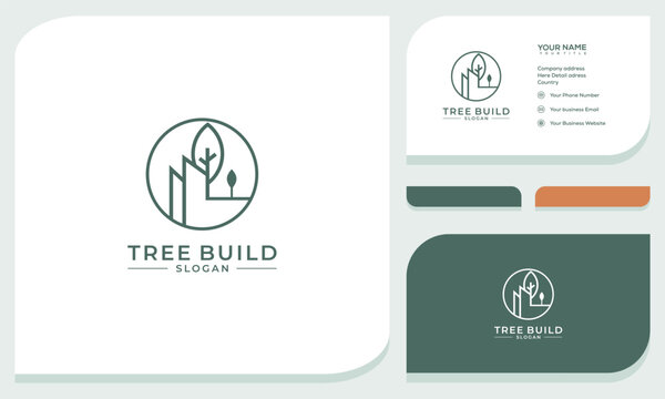 minimal and simple house icon vector logo with beautiful plant tree flower, organic house, cottage forest design and business card