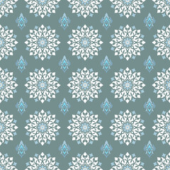 seamless pattern with  thai art snowflakes color, wallpaper  Lai thai decorate, textile