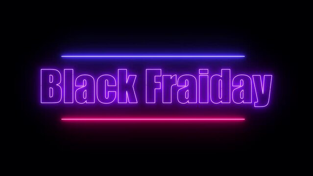 Black Friday sale glowing neon light banner