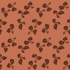 Japanese Curl Leaf Branch Vector Seamless Pattern
