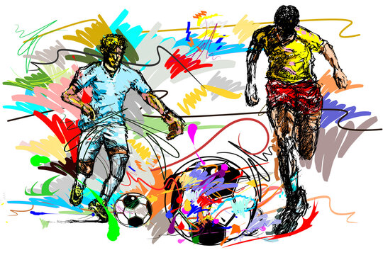 action football sport art and brush strokes style. 