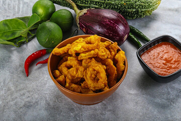 Golden fried squid crispy tempura