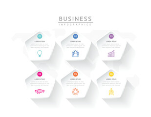 Connecting Steps business Infographic Template with 6 Elements