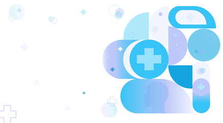 Medical molecular background with medical elements, cardiogram. Biotechnological concept, innovative technologies, health care.