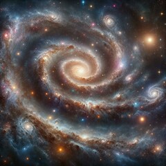 Fototapeta premium Harmony in the Cosmos: A Captivating Snapshot of Spiral Galaxies