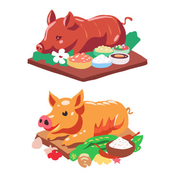 Pinoy Flavorful Delight: Showcasing the Irresistible Filipino Culinary Delight Roasted Pork Lechon Dish Extravaganza