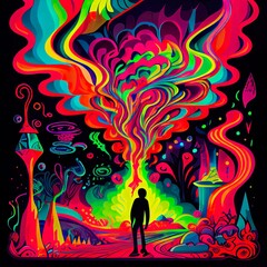 vibrant trippy vision hallucination illustration background wallpaper