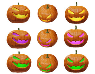 Halloween Pumpkin Set - Transparent Background