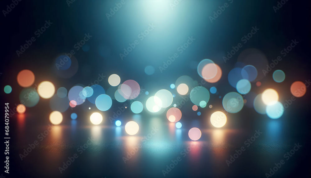Fototapete Ethereal bokeh lights gently diffusing on a dark backdrop. Generative AI
