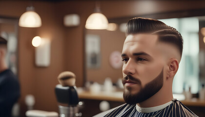 Portrait of men with style haircut in barbershop
