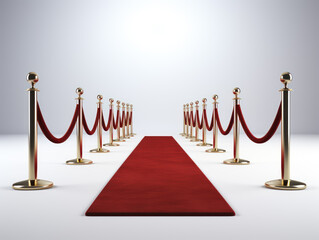 photo of an elegant red carpet in an indoor venue for VIP guests on a white background