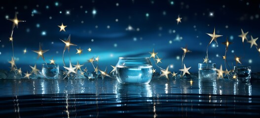 Starry Night Reflections in a Jar of Water A Serene and Magical View of the Night Sky Generative AI